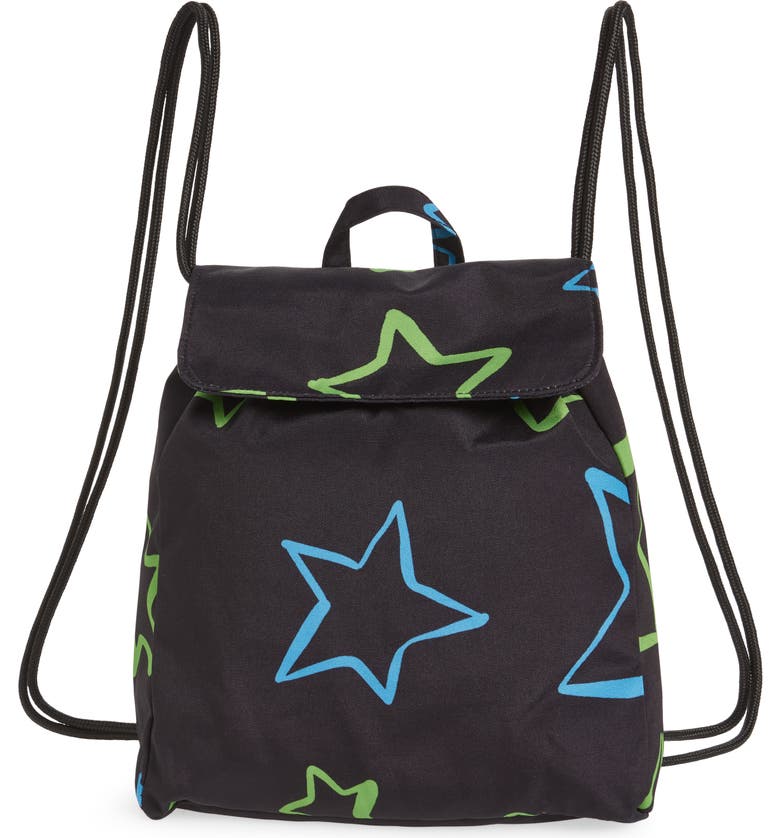 BP. BE PROUD Pride Gender Inclusive Pride Canvas Drawstring Backpack, Main, color, BLACK SKETCHED STARS