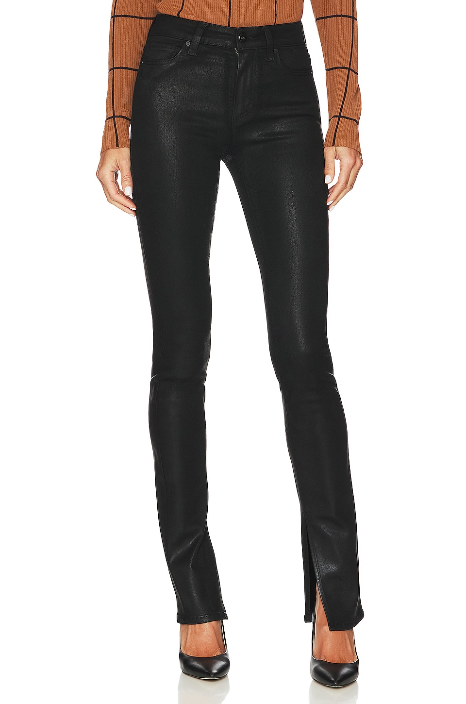 PAIGE Constance Skinny in Black Fog Luxe Coating | REVOLVE