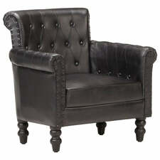 Dealsmate Armchair Black Real Goat Leather
