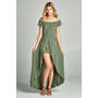 Olive Off Shoulder Solid Jersey Romper Maxi