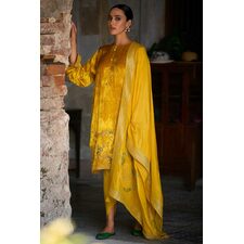 Mustard Velvet Embroidered Kurta Set