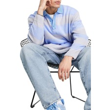 ASOS DESIGN Rugby Polo Sweater, Main, color, LIGHT BLUE