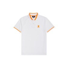 PSYCHO BUNNY Shaw Tipped Piqué Polo, Main, color, WHITE