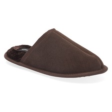 NORDSTROM Clyde Faux Fur Scuff Slipper, Main, color, BROWN DARK