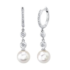 Cultured Pearl &amp; Diamond Earrings