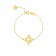 Roberto Coin 18K Petite Venetian Princess Single Satin Flower Bracelet W. Diamond Accent