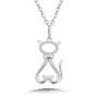 White Gold Diamond Cat Pendant 1/25ctw
