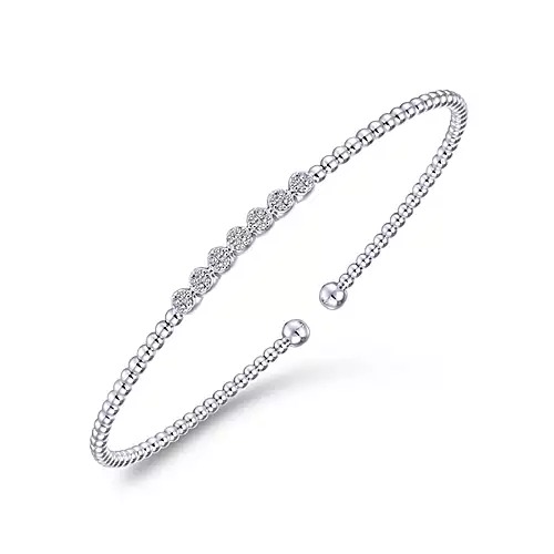 White Gold Bead Cuff Bracel...