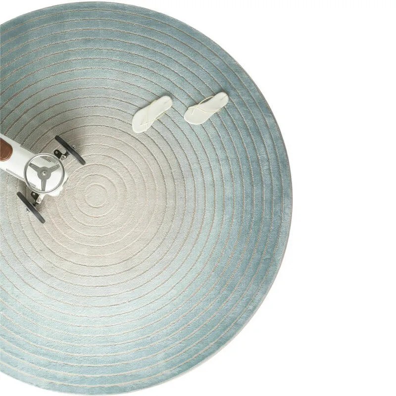 Round Cyan Rug