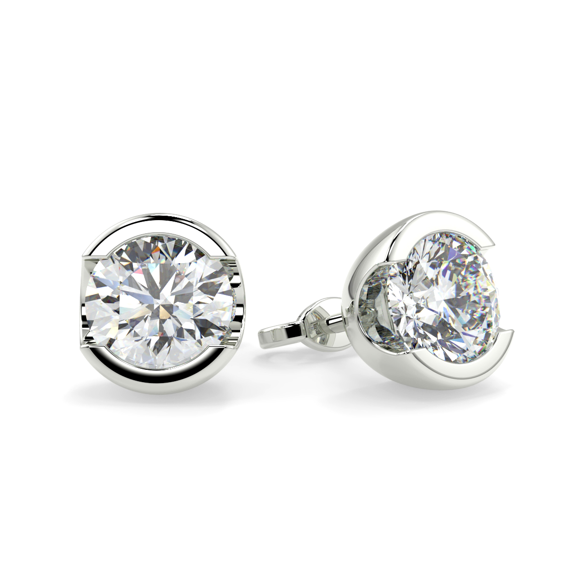 Round Half Rubover Earring