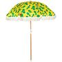 Bamboo Bungalow Prickly Pear Portable Beach Umbrella, Two Metre UPF 50+ Custom Print Canopy, Cotton Tassels, Stylish Wooden Pole with Tilt Feature