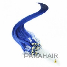 16" Blue 100S Micro Loop Remy Human Hair Extensions
