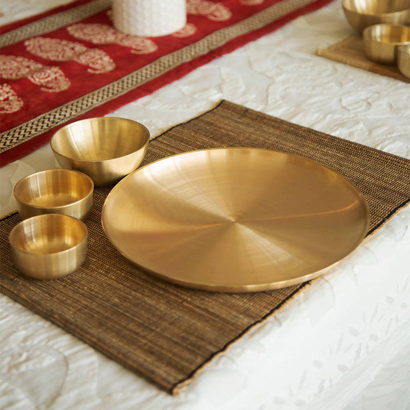 Kansa Thali Set | Plate With 3 Katori | 10.5 Inches Plate