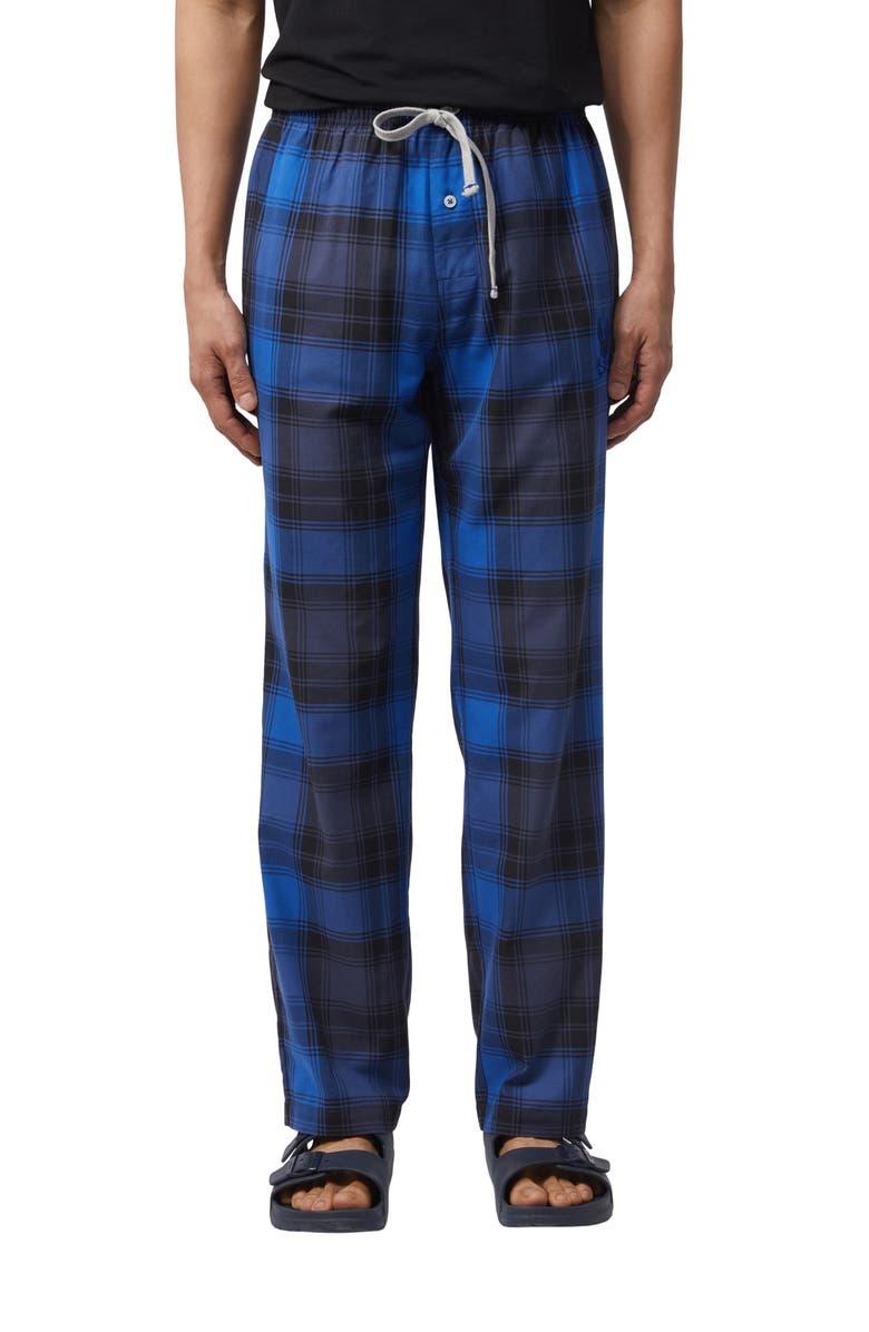 PSYCHO BUNNY Cotton Poplin Pajama Pants, Main, color, WILTON PLAID - SAPPHIRE