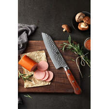 Xinzuo B9 Santoku Knife Japanese Style 67 Layers Damascus Steel Rosewood Handle - The Bamboo Guy