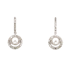 1/3ctw Diamond Circle-In-Circle Drop Earrings Containing: 70 Round Diamonds; 10kw