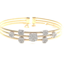 1.35ctw 3-Row Diamond Cuff Bracelet with Safety Chain Set 