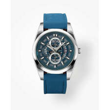 Sylvi Blue Leather Strap Casual Chronograph Watch - 2 Chrono