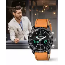 Sylvi Classy Brown Leather Belt Black Dial Watch for Men - Sylvi