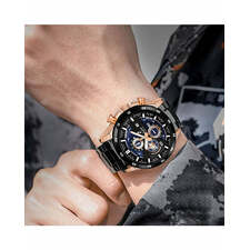 Sylvi Exclusive Working Chronograph Black Steel Belt Watch