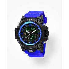 Sylvi Analog-Digital Sports Mens Watch with Big Classy Blue Dial