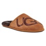 UGG® Logo Scuff Slipper, Main, color, CHESTNUT/ ESPRESSO SUEDE
