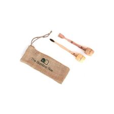 Bamboo Toothbrush and Tongue Cleaner with 2 Holders Combo