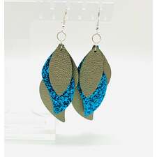 Gold/Royal Blue Faux Leather Earrings - BeautiesbyHand
