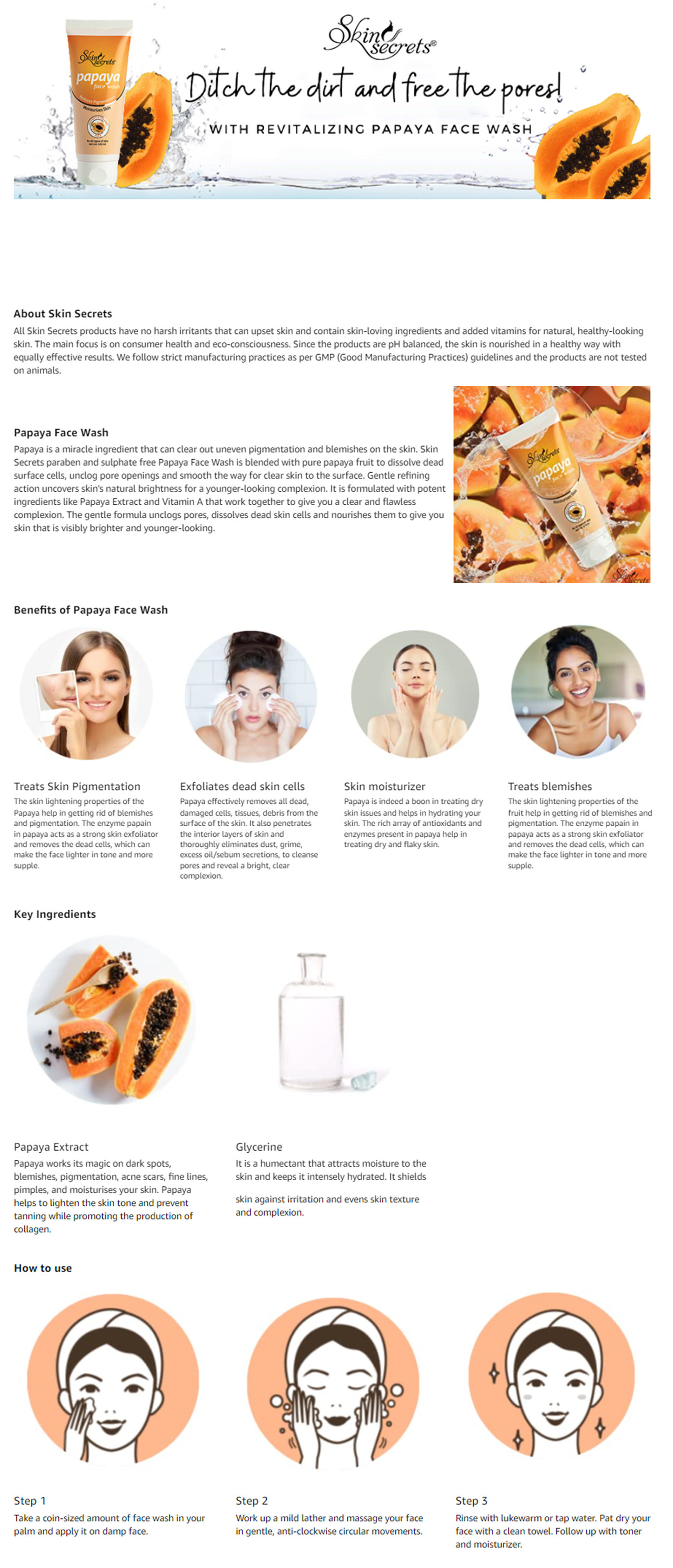 Skin Secrets Papaya Face Wa...