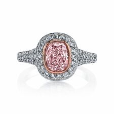 Cushion Cut Pink Diamond Halo Engagement Ring