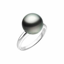 Mikimoto 18K White Gold Black South Sea Pearl Ring