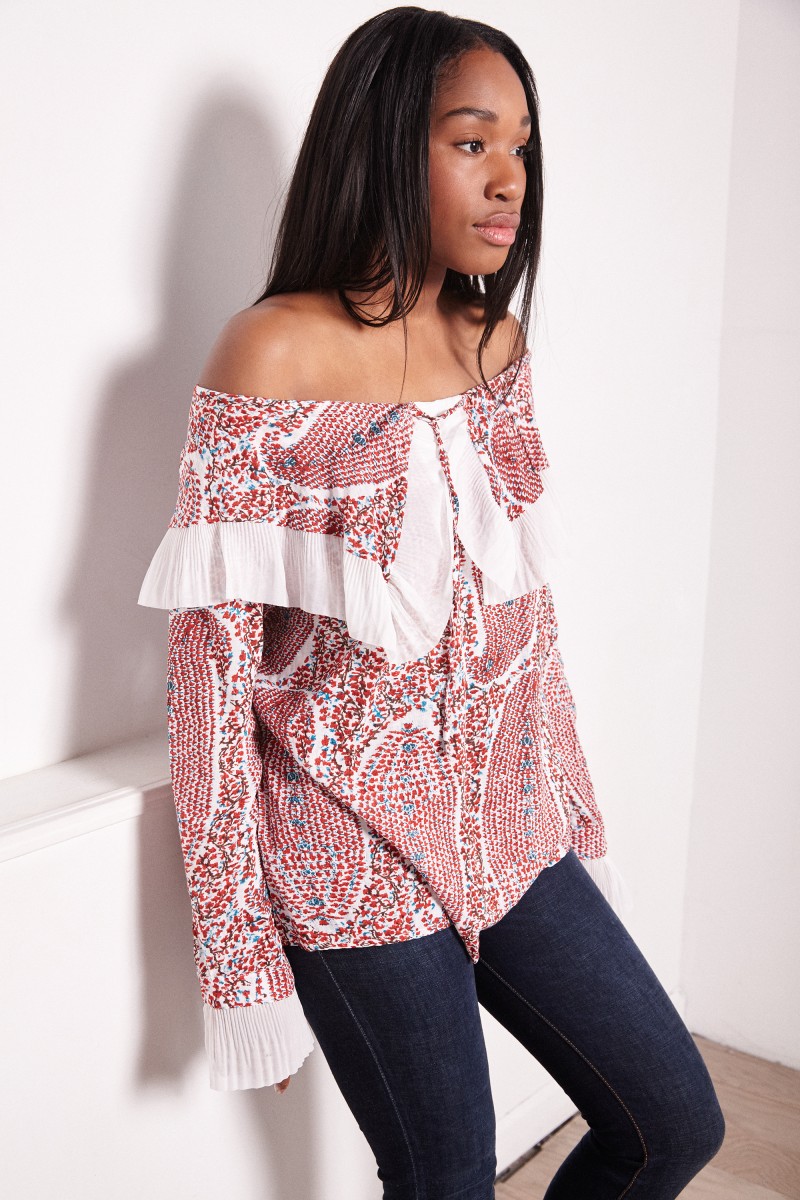 Leandra Ruffled Printed Blouse