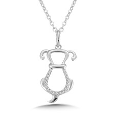 White Gold 1/20ctw Diamond Dog Pendant Necklace