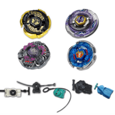 Beyblades Beyblade 4 Pack Gravity Perseus BB-80, Gold Galaxy Pegasus BB-70, Storm Pegasus BB-28, Scythe Kronos BB-113 + 1 Free Launcher