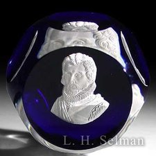 DAlbret Christopher Columbus sulphide on blue/facets by D'Albret