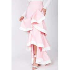 Contrast Hem Ruffle Layer Maxi Skirt