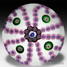 Antique Baccarat heart-shaped millefiori garlands paperweight. by Baccarat Antique