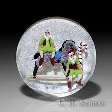 DOnofrio 'Santas Elves' two elves on gray hobby horse by Jim D'Onofrio