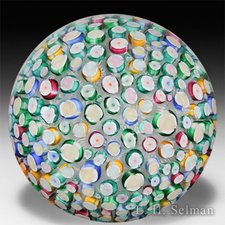 John Deacons 2014 Clichy-type roses on upset muslin magnum paperweight. by John Deacons