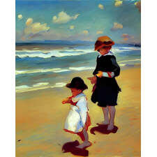 AI art sorolla inspired children at the beach 3