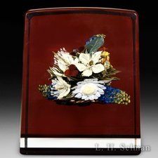 David Graeber 2016 botanical in wine red cube paperweight. by David Graeber