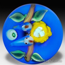 Ronald Hansen two bluebirds and a nest miniature paperweight.  by Ronald Hansen