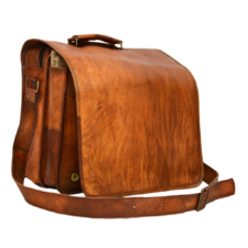 Vintage Leather Messenger Bag 14" x 11" x 7"