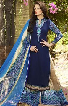 GEORGETTE DARK BLUE DESIGNE...