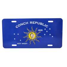 3D Embossed Conch Republic of the Florida Keys Aluminum Car/Truck/RV/Golf Cart License Plate for Cars, Man Caves, Tiki Huts, Garages &amp; Home Decor