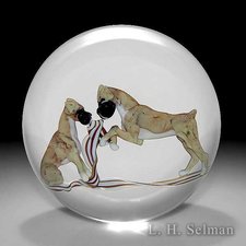 DOnofrio boxers & ribbon weight w/two boxers on clear by Jim D'Onofrio