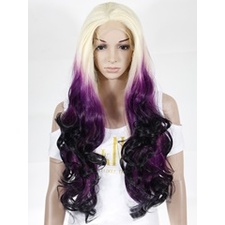 Two Tone Color Synthetic Lace Front Wigs Purple Color Synthetic Front Lace Wig