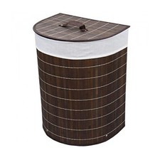 19.5 Inch Half Moon Folding Bamboo Laundry Basket