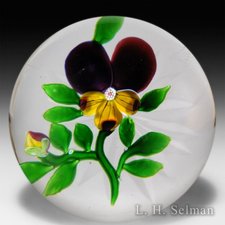 Antique Baccarat pansy and bud paperweight. by Baccarat Antique