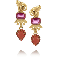 Ram gold-plated Swarovski crystal earrings by Elizabeth Cole